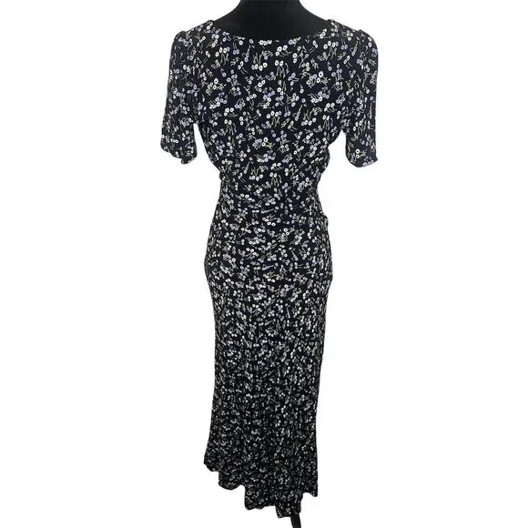 NWOT MADEWELL SEAMED FLUTTER SLEEVE NAVY FLORAL COTTAGE CORE MAXI DRESS SIZE 2 - Picture 5 of 8